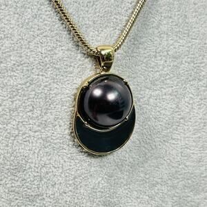 Coldwater Creek Necklace Gray Faux Pearl Cabochon Rhinestones Unique Elegant